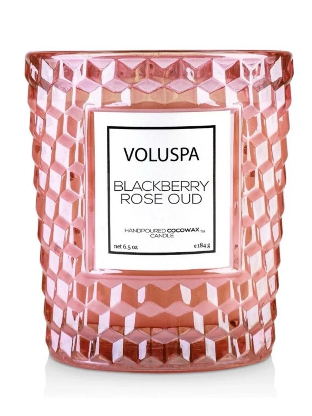 Voluspa BLACKBERRY ROSE & OUD Classic Textured Glass Candle
